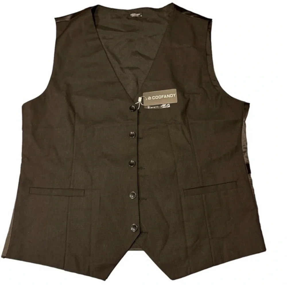 Coofandy Men’s Casual Slim Fit Waistcoat Vest - Black - Medium